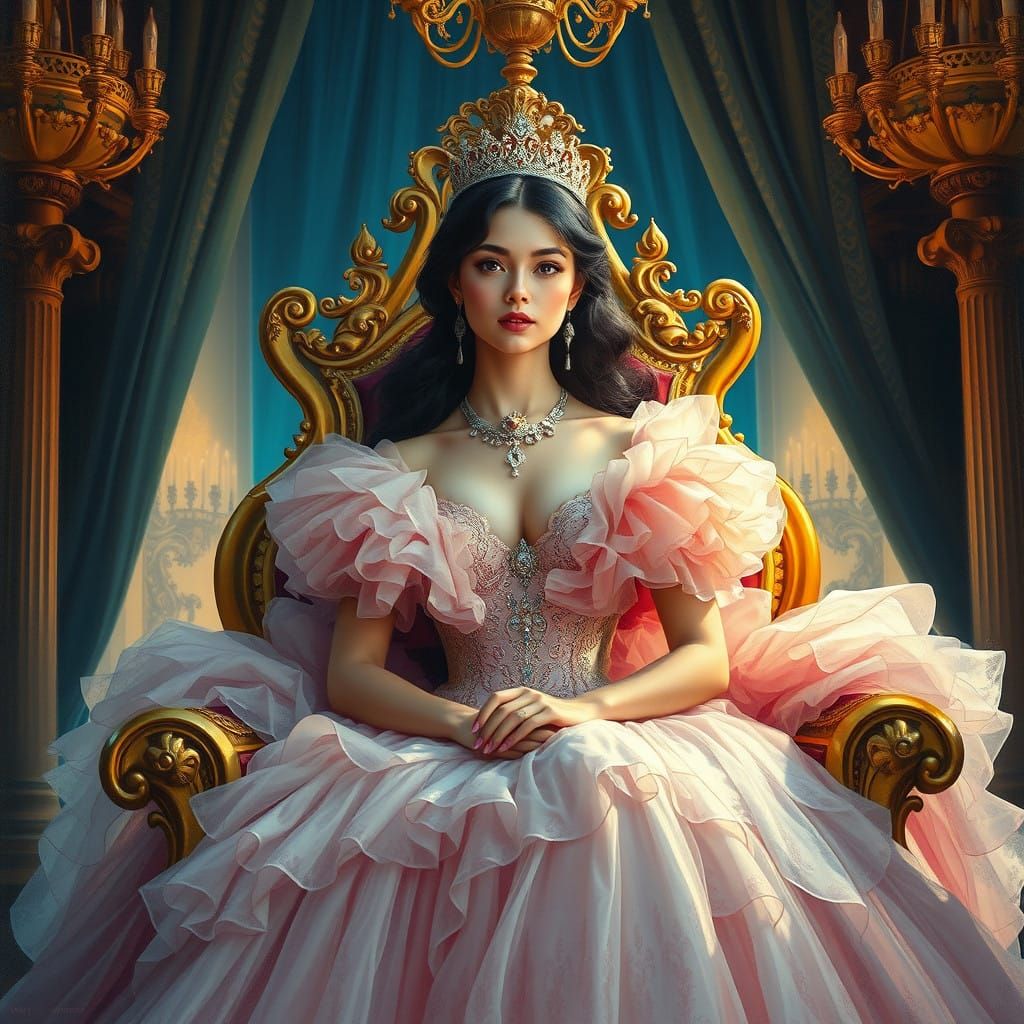 Regal Princess in Lavish Attire, a Masterpiece in Impression...