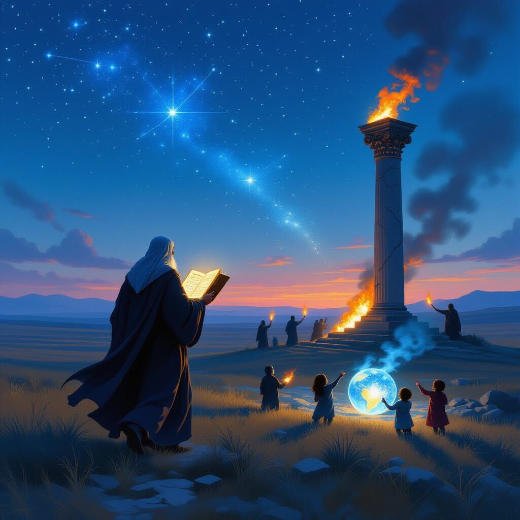 Twilight Steppe Sage with Glowing Book