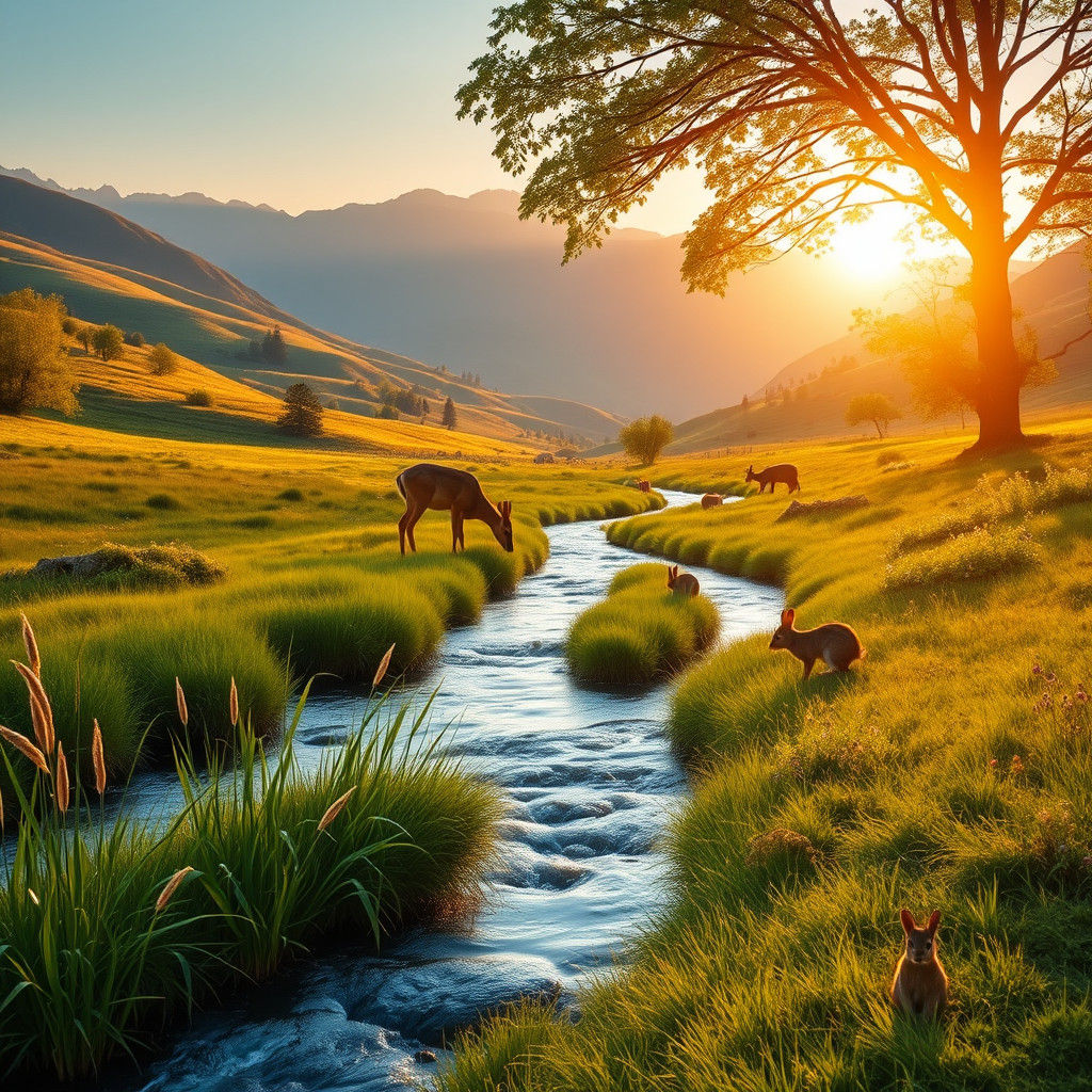 Lush Valley Landscape at Sunrise