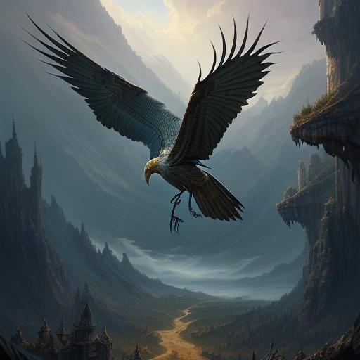 Crane and Serpent Battle on Misty Peak