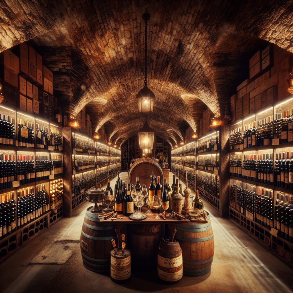 Elegant Vintage Wine Cellar with Antique Decor