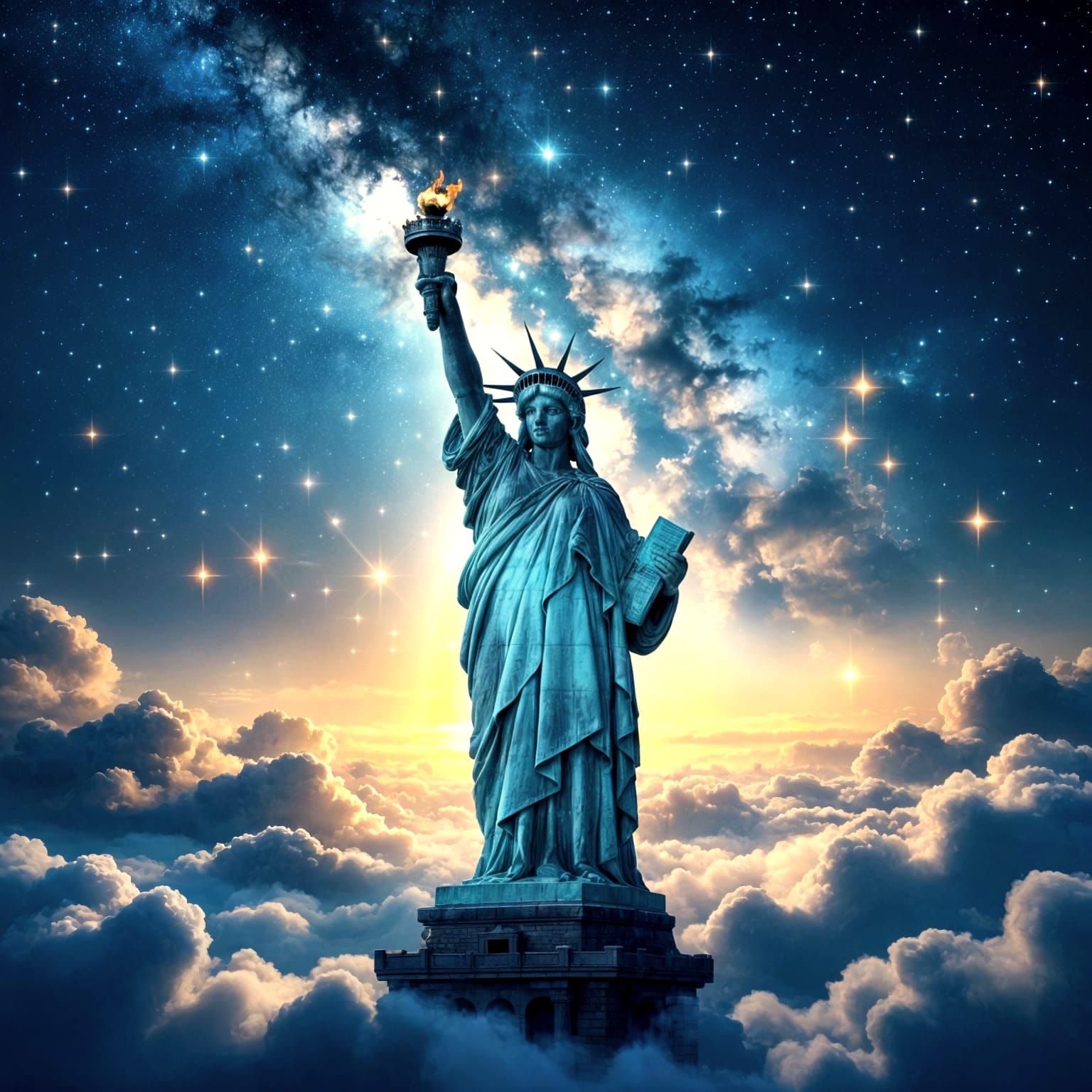 Statue of Liberty in Magical Starry Realm