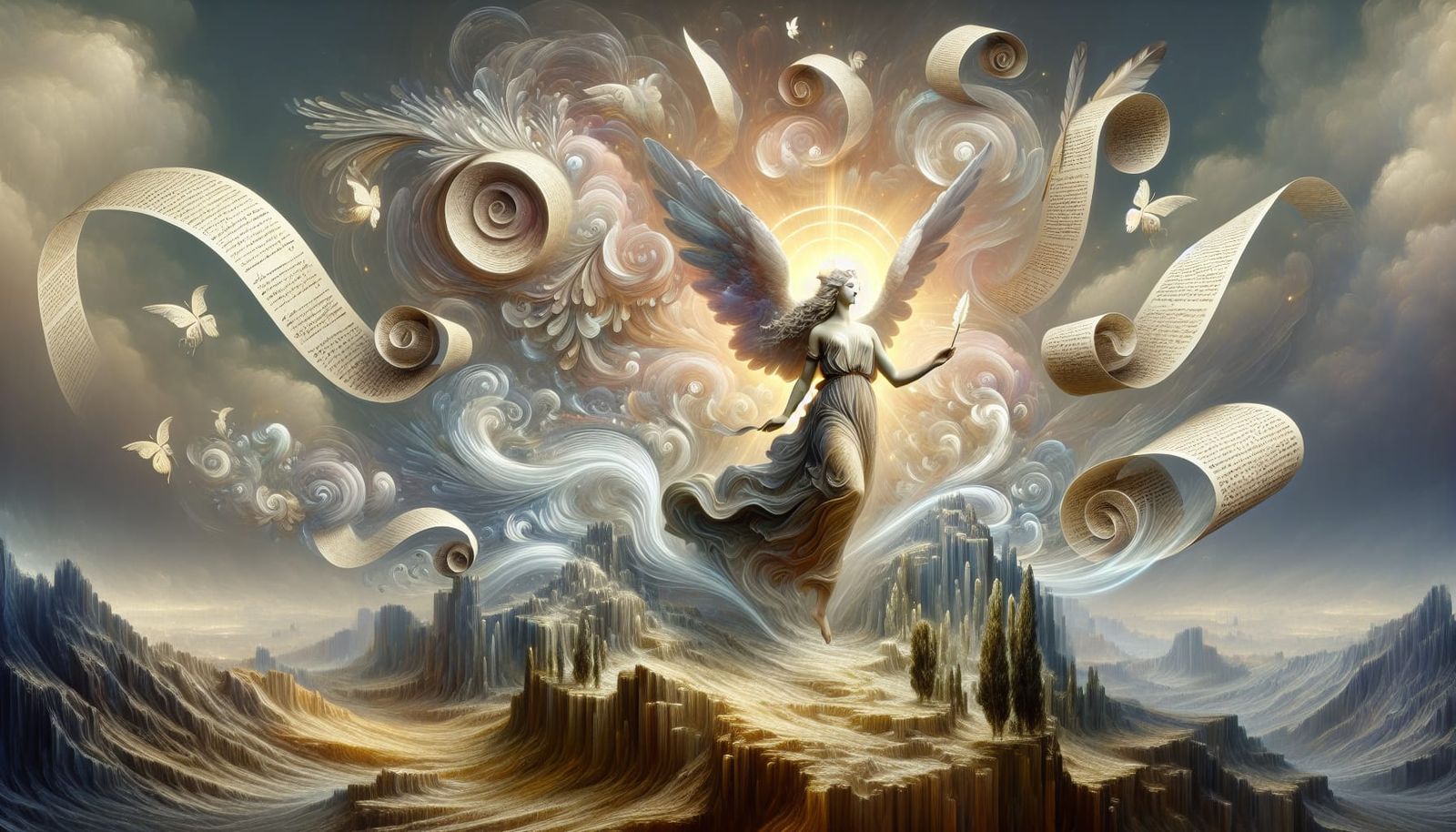 Calliope Muse in Surreal Dreamscape, as 3D Digital Art