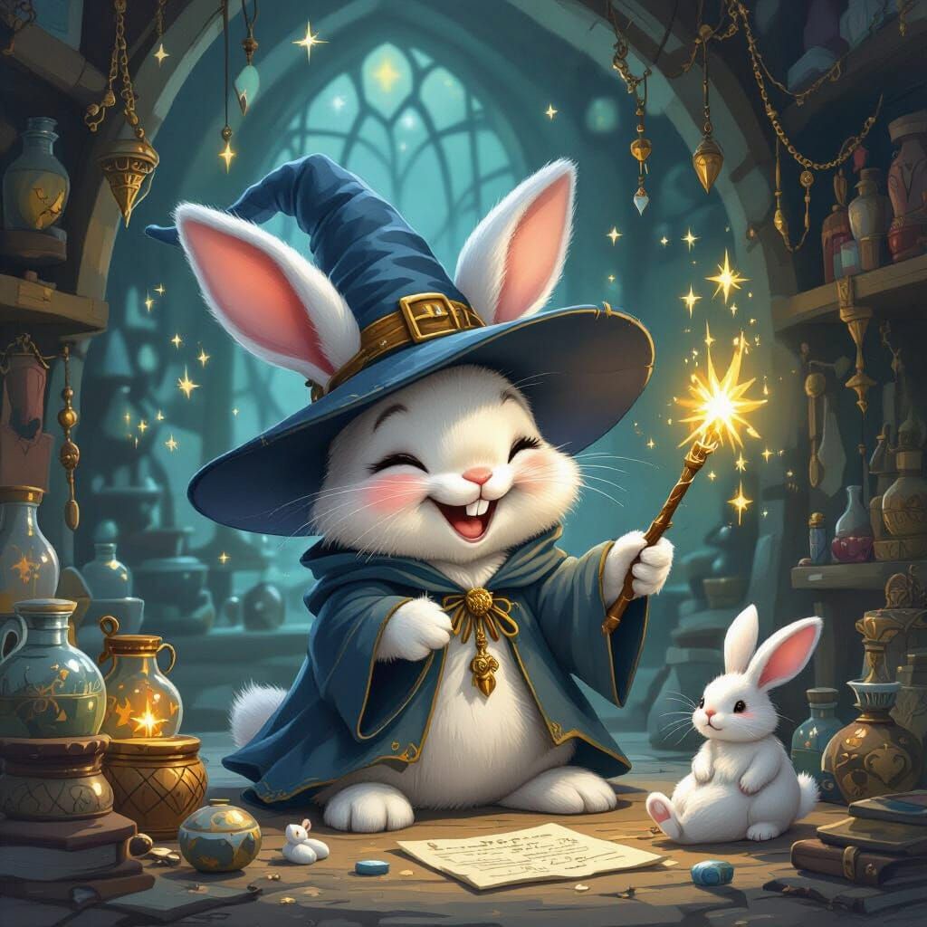 Bunny Wizard Laughs at Lucky Rabbit's Foot