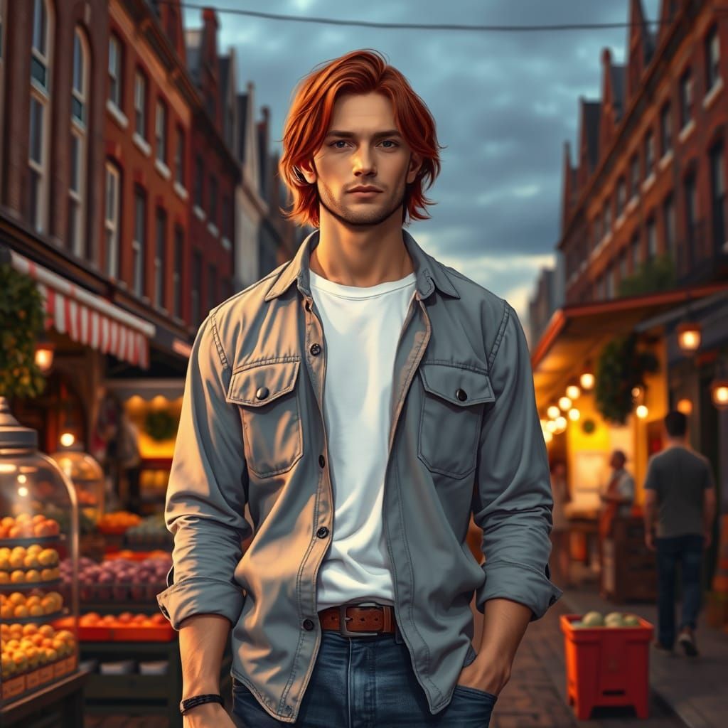Man with Red Hair in Hyperrealistic Style