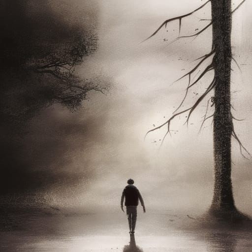 Hyperrealistic Lonely Wanderer in Colorful Splash Art