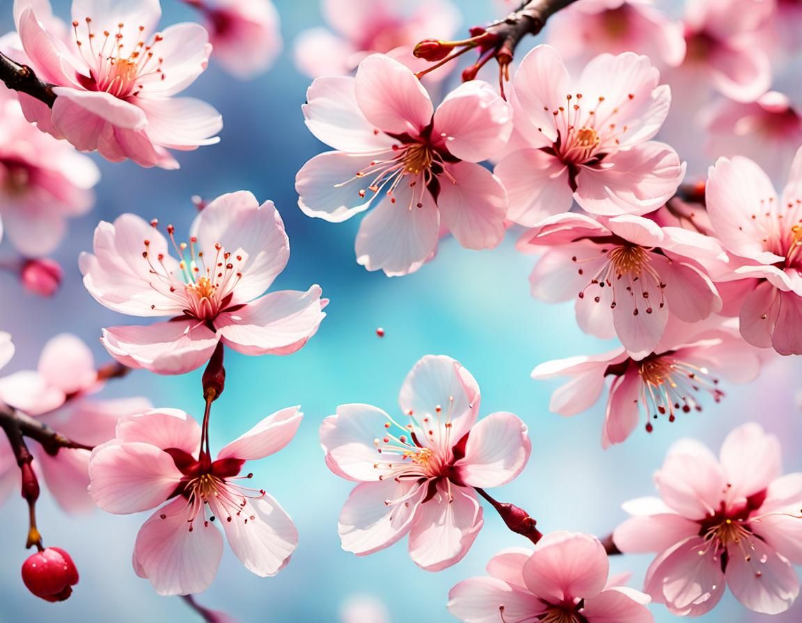 Hyperrealistic Sakura Cherry Blossom in Japanese Watercolor