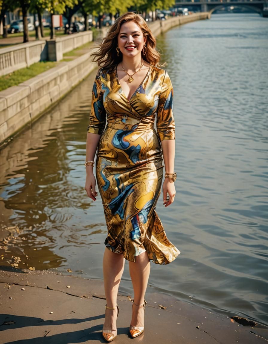 Psychedelic Portrait of a Curvy Woman in Pop Art Style