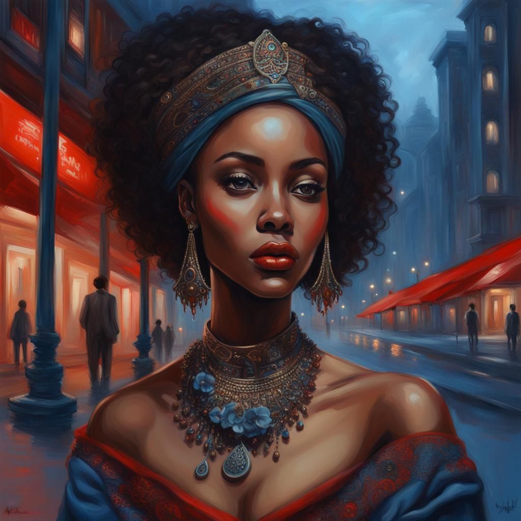 Painting of a woman with black hair