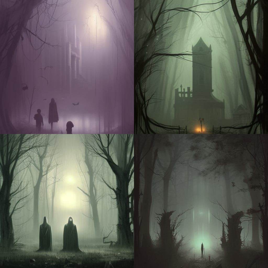 Sinister Shadow Beings in a Haunted Ambiance