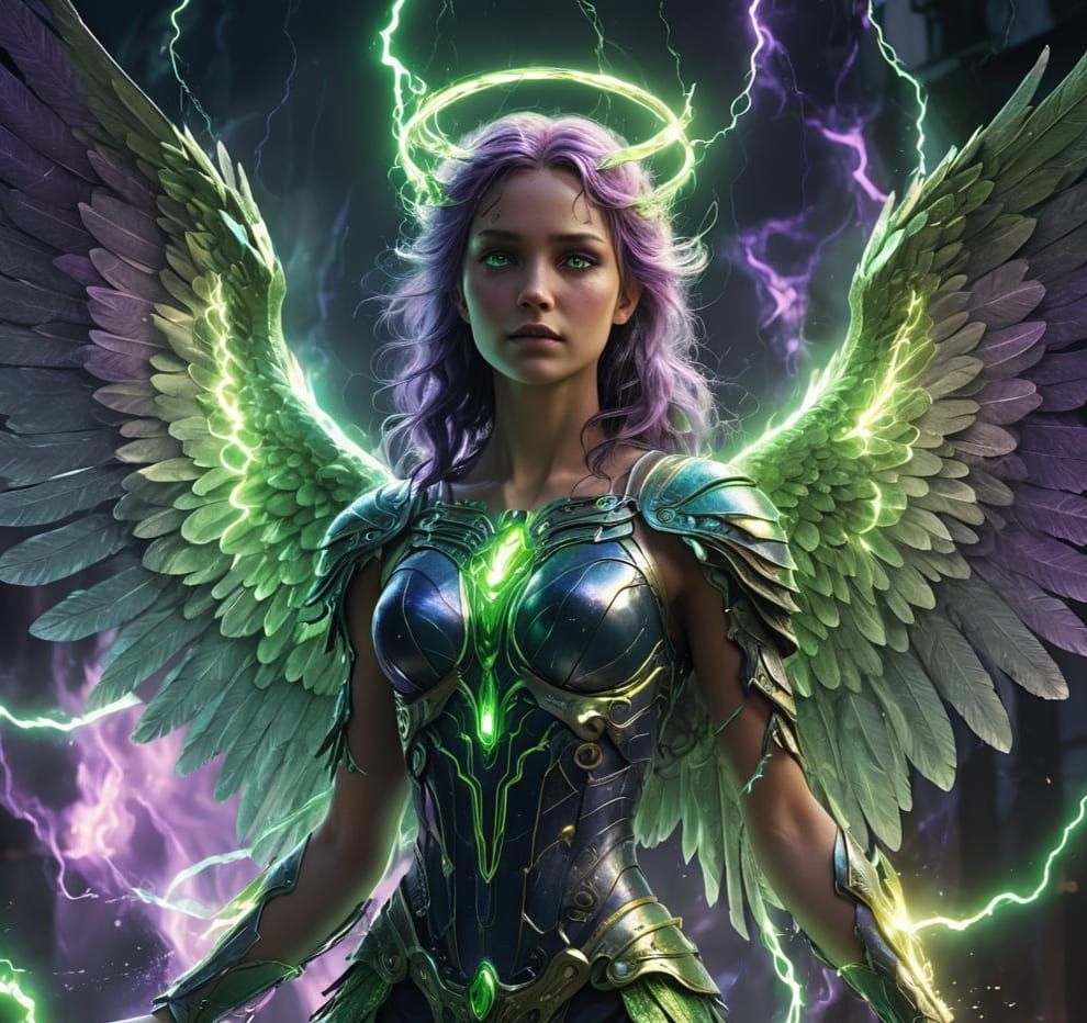 Electric Angel in Detailed Matte Painting Style