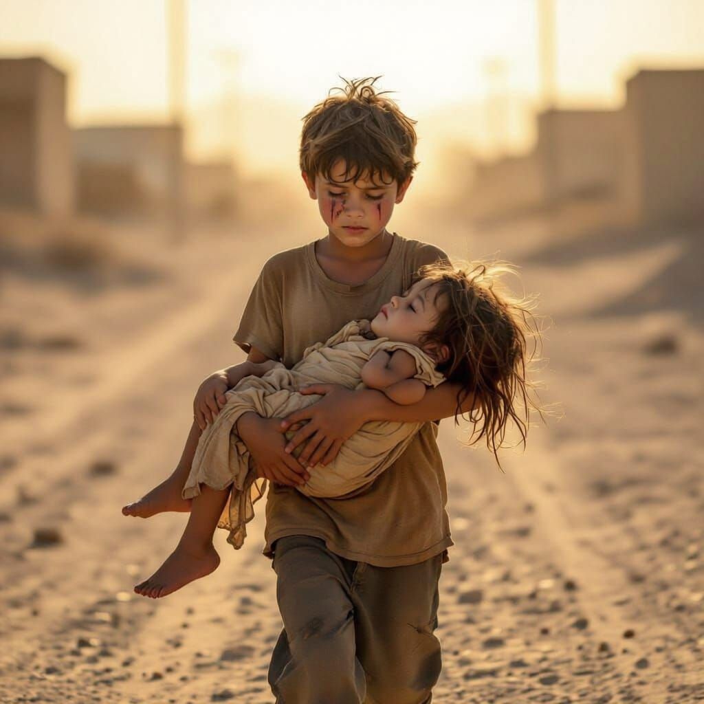Children Begging for Water on Barren Streets