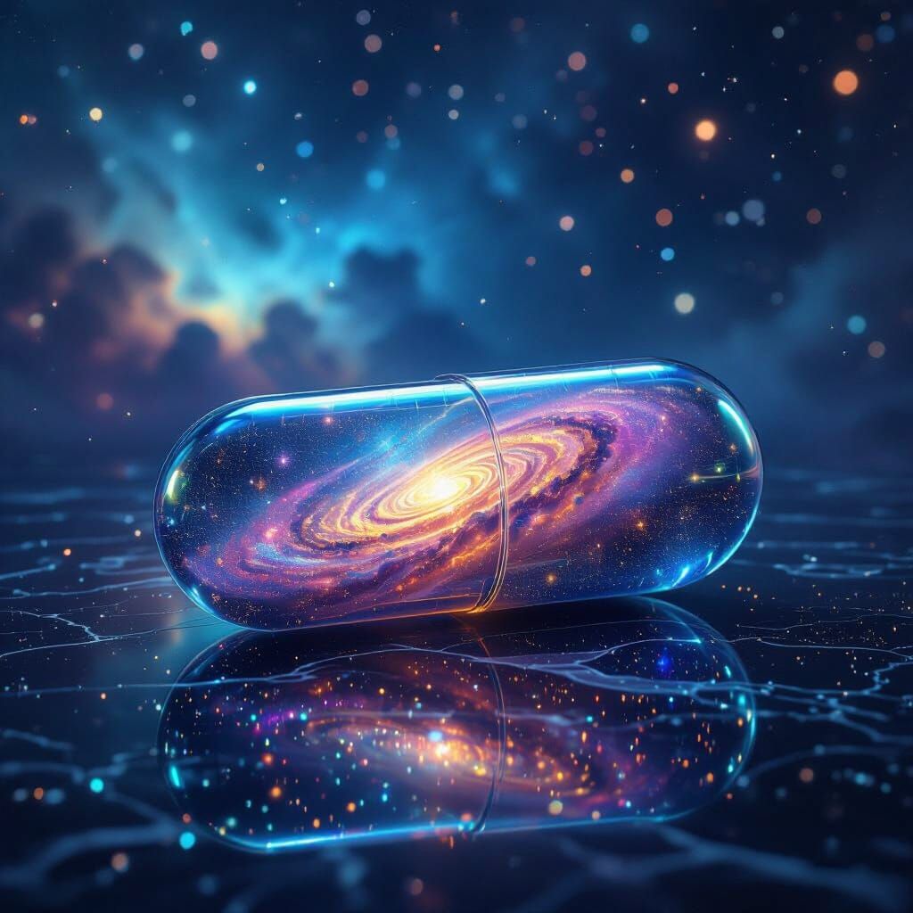 Shimmering Galaxy Pill: A Miniature Universe