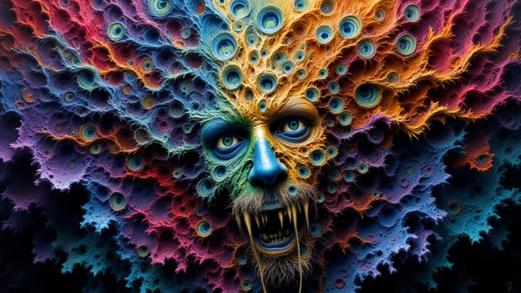 Abstract Inkblot: Peacock Feathers Meet Human Anatomy