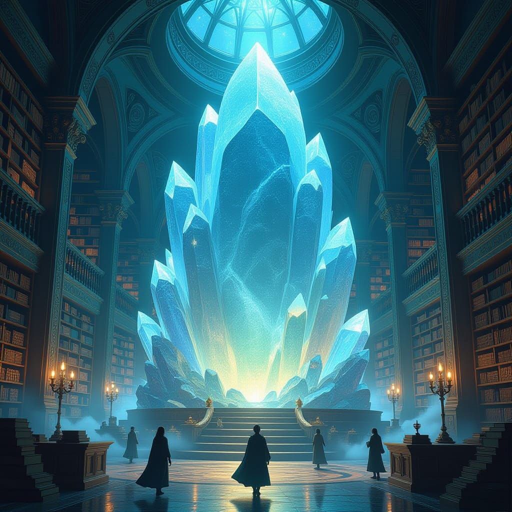 Crystal Geode Library with Spectral Scholars