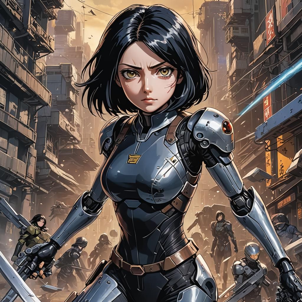 Alita Battle Angel in Anime Style