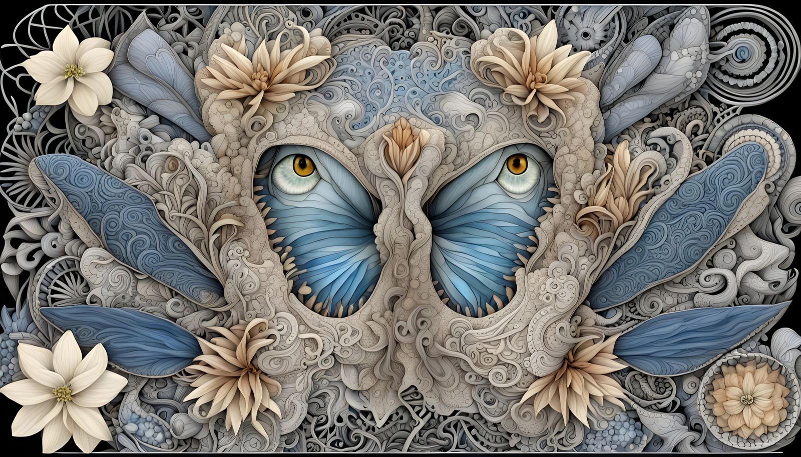 Anthropomorphic Lyrebird with Celtic Etched Filigree