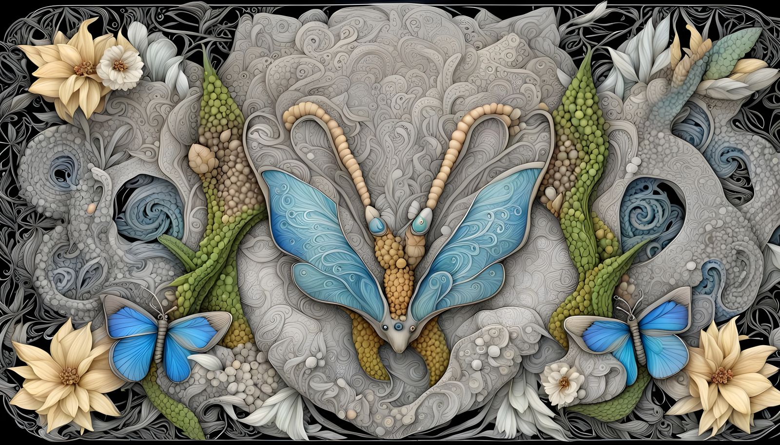 Anthropomorphic Lyrebird with Celtic Etched Filigree