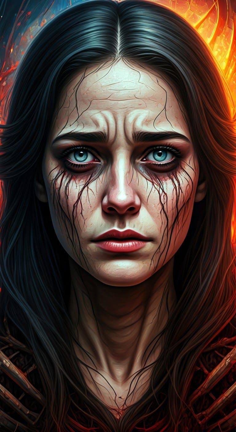 Fractured Psyche: Surreal Portrait of Emotional Pain