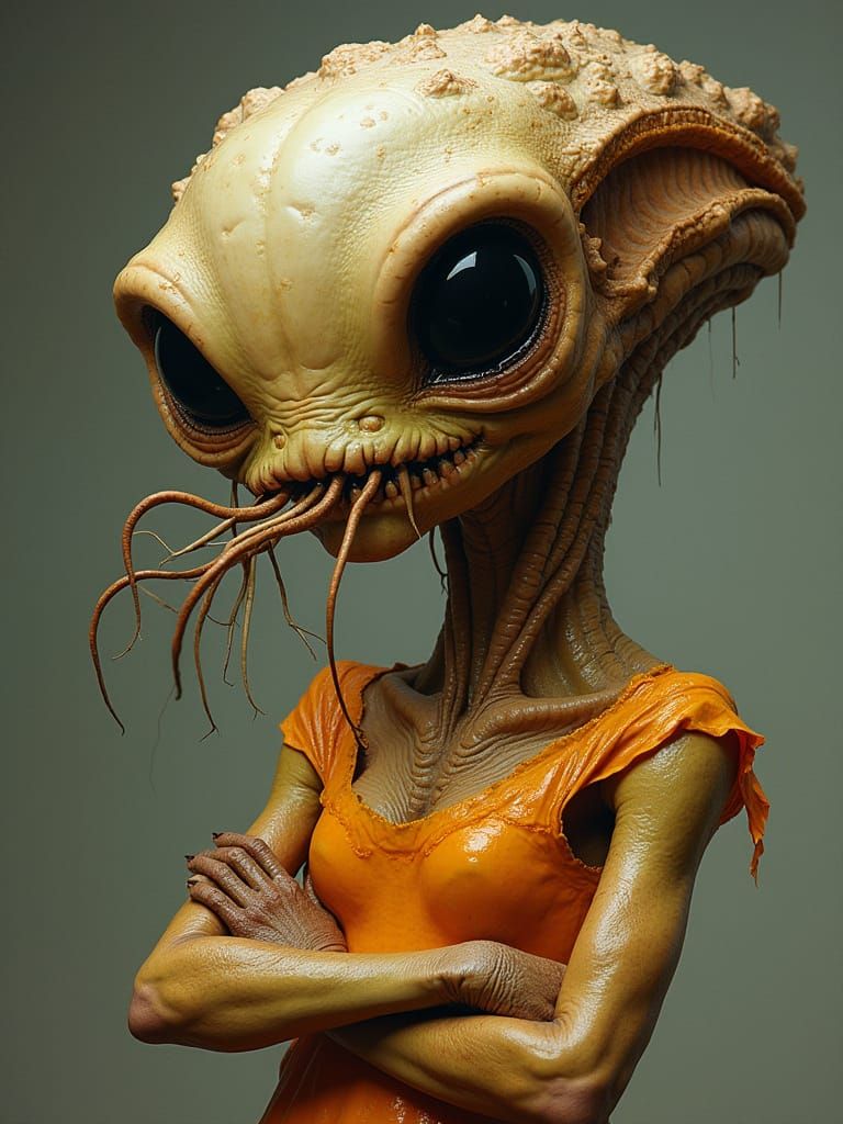 Alien Goddess in Dark Cosmic Beauty