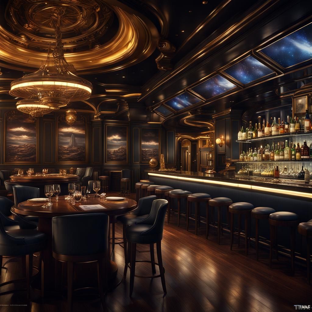 Modern Restaurant Bar Interior Design in Matte Painting Styl...