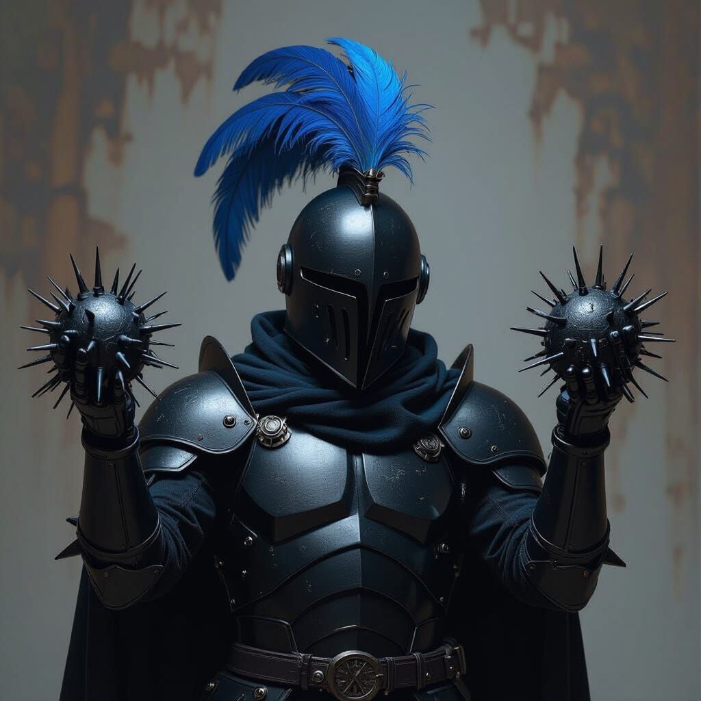 Dark Knight with Spiked Balls in Fantasy Style