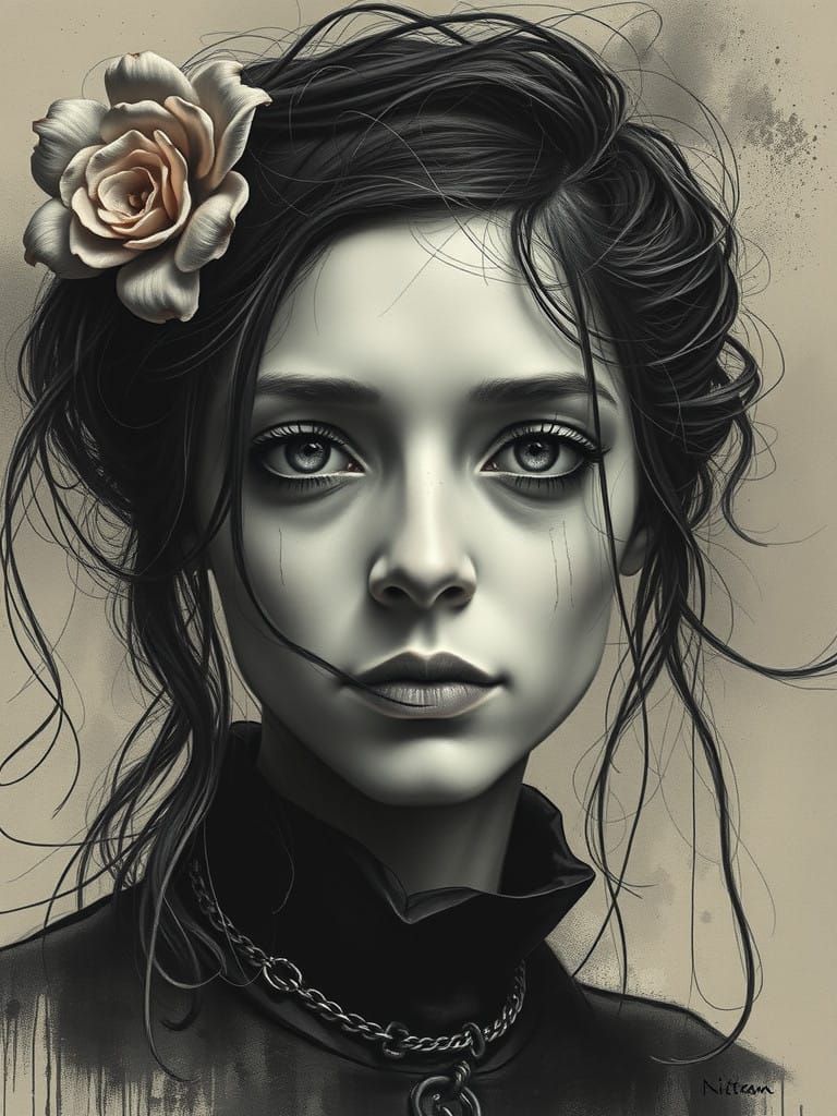 Nitram Charcoal Artistry portrait of a strange but beautiful...