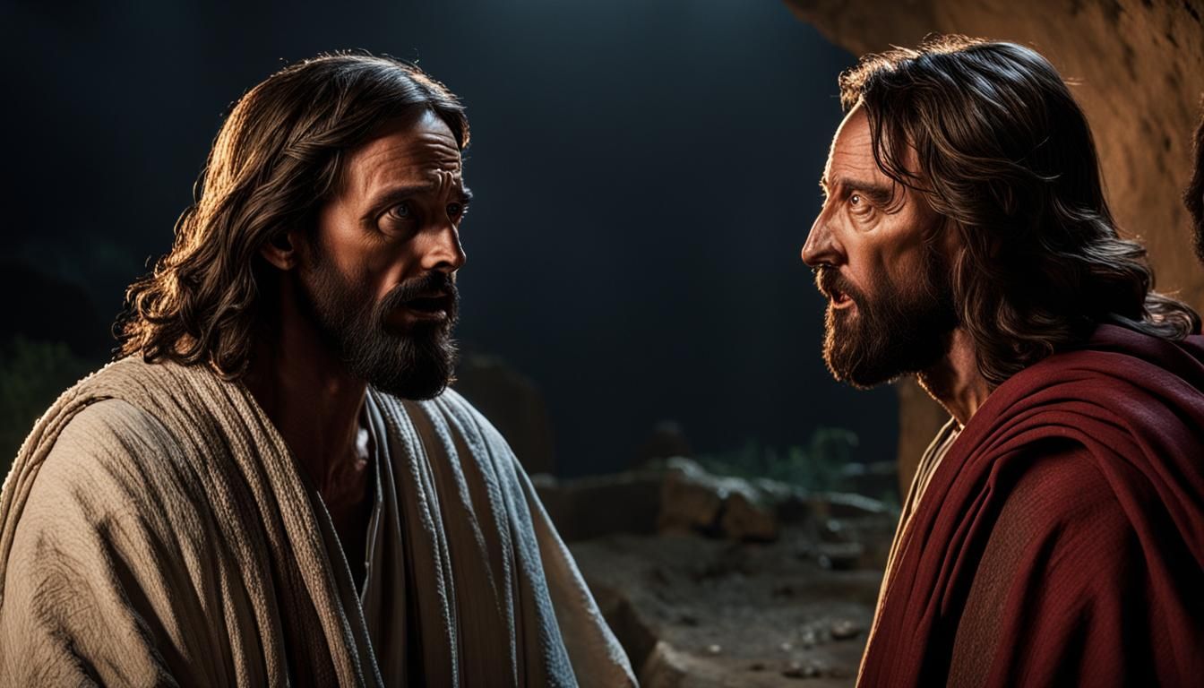 Jesus Christ and Judas Iscariot in Deep Conversation