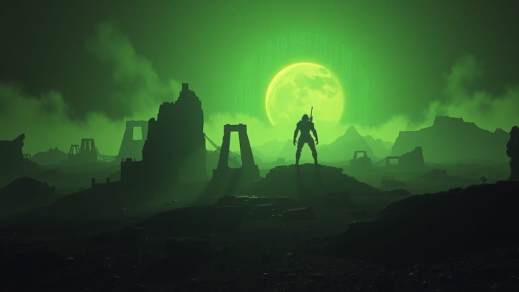 Surreal Alien World Reveal Glimpses of Digital Matrix Code