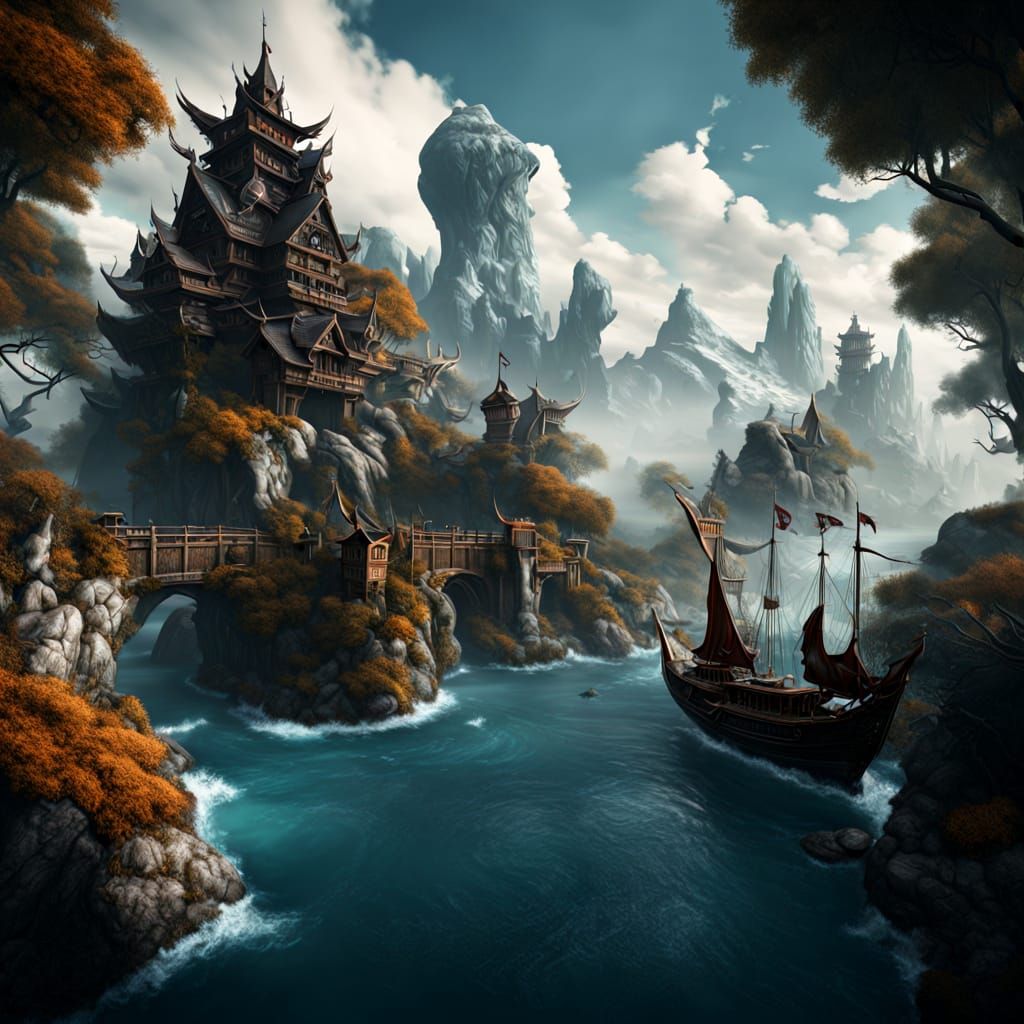 Fantastical Matte Painting with Intricate Details