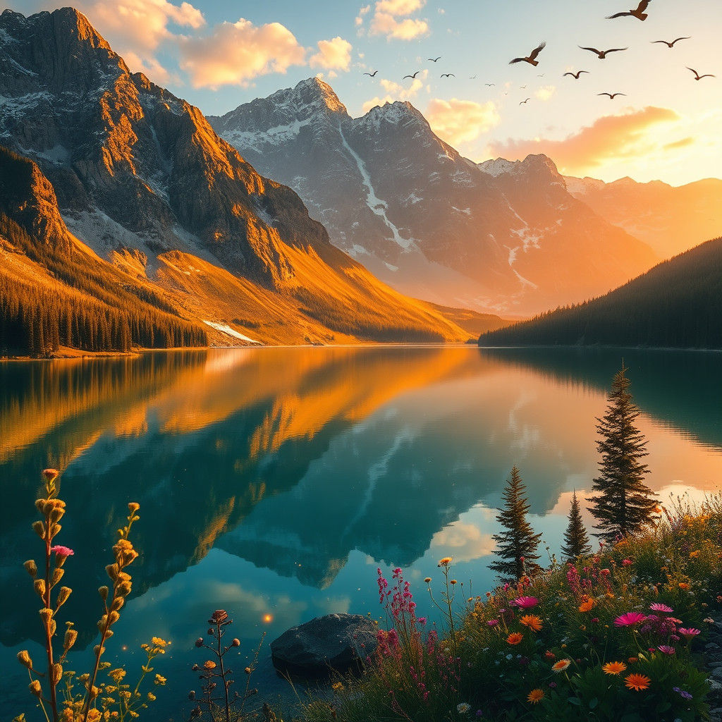 Sunset Paradise Reflected in Crystal Lake