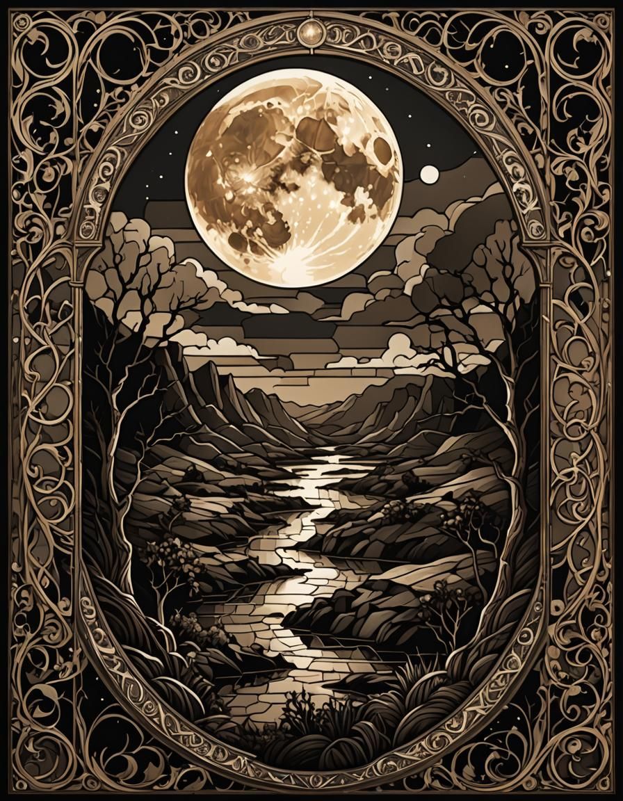 Apocalyptic Marquetry with Stained Glass Border