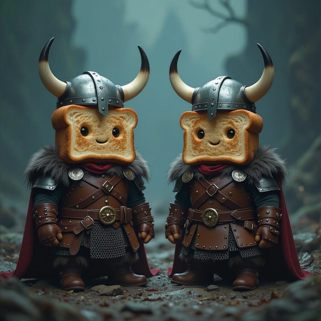 Viking Toast in Dark Fantasy Landscape
