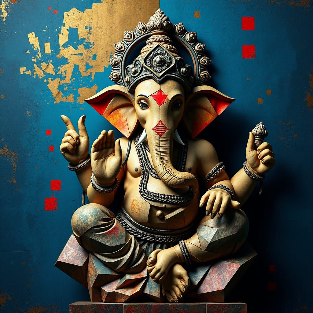 Ganesha in Cubist-Inspired, Art Deco Style