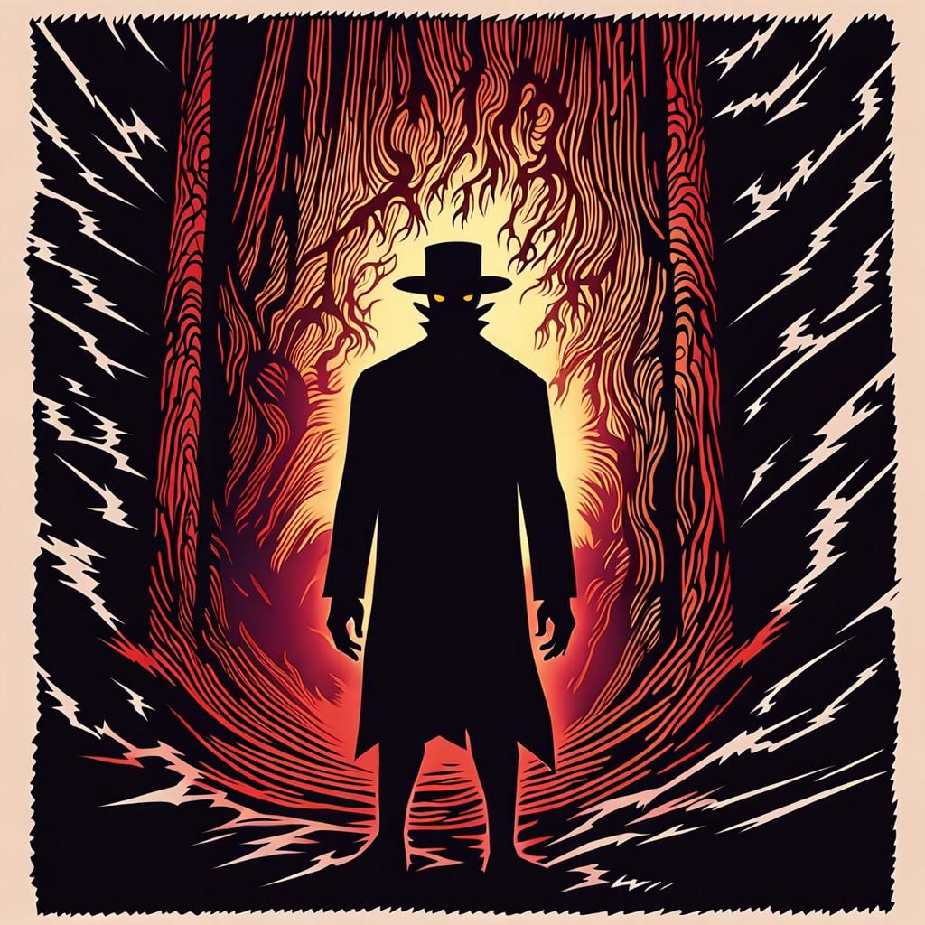 Eldritch Shadow Silhouette in Comic Book Style