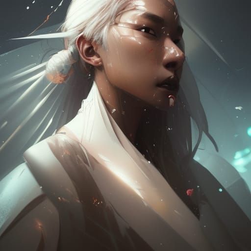 Ethereal Yūrei Portrait in Art Nouveau Style