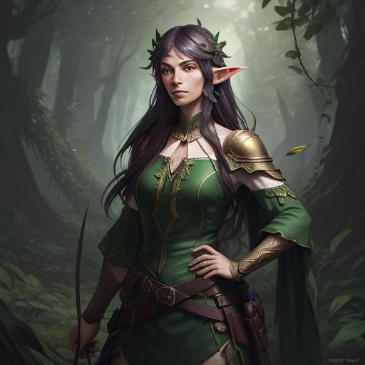 Elf Warrior Girl in Forest, Detailed Portrait