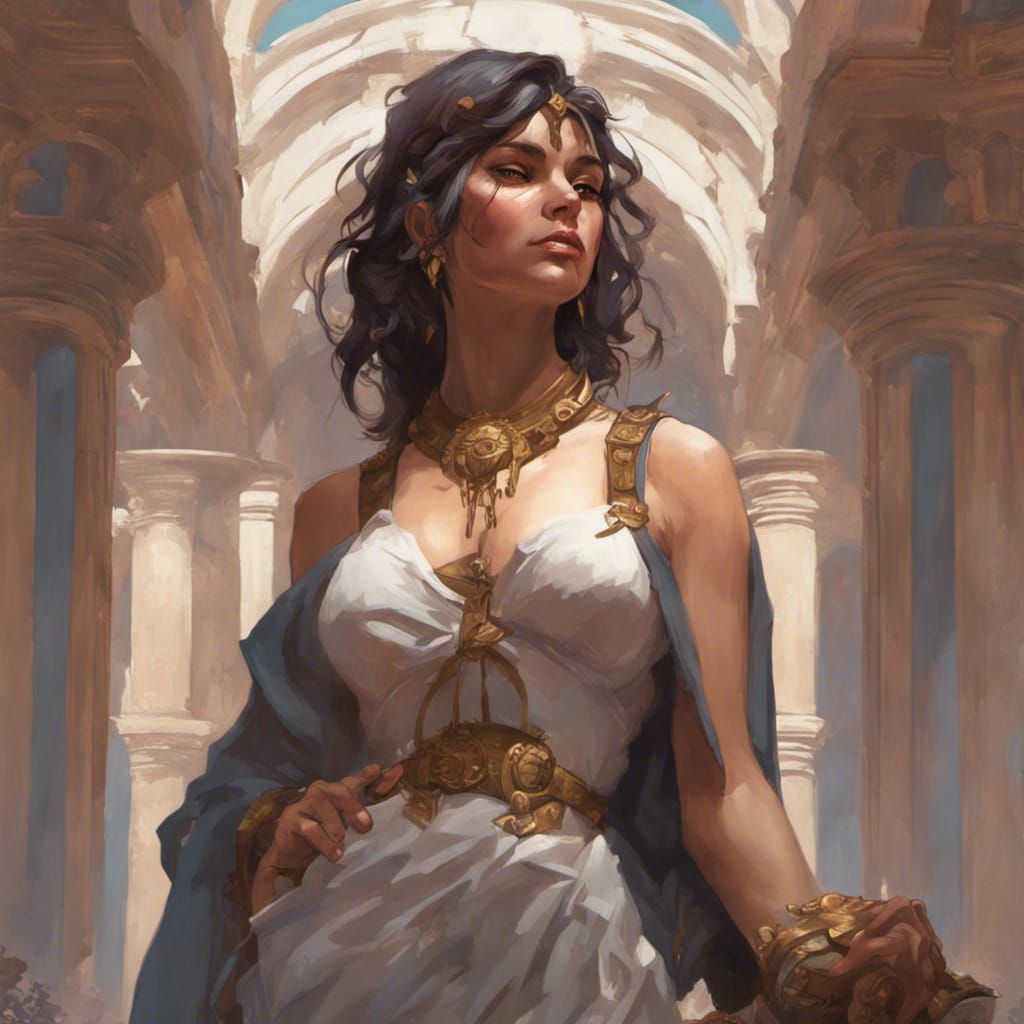 Romantic Portrait of Roman Servant Girl in Temple