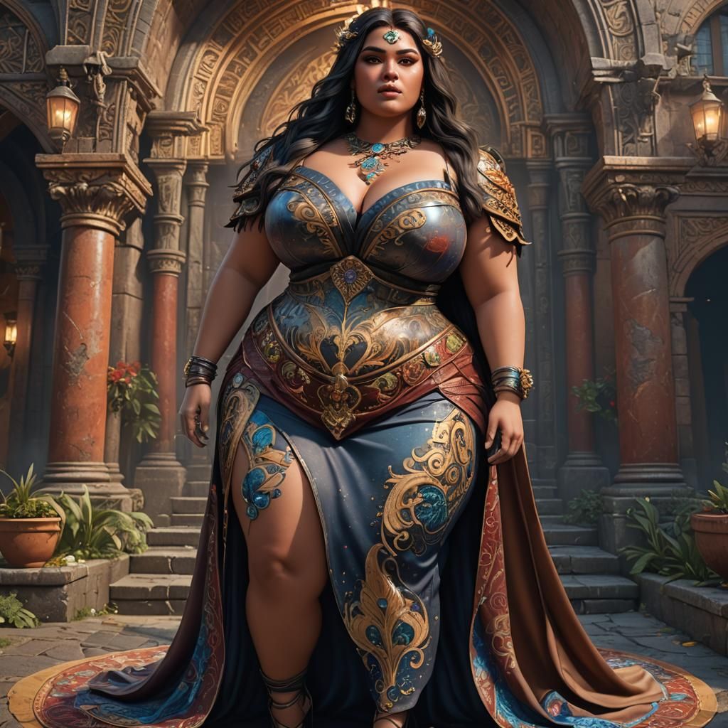 Curvy Latina Woman: Detailed Fantasy Art in 8K
