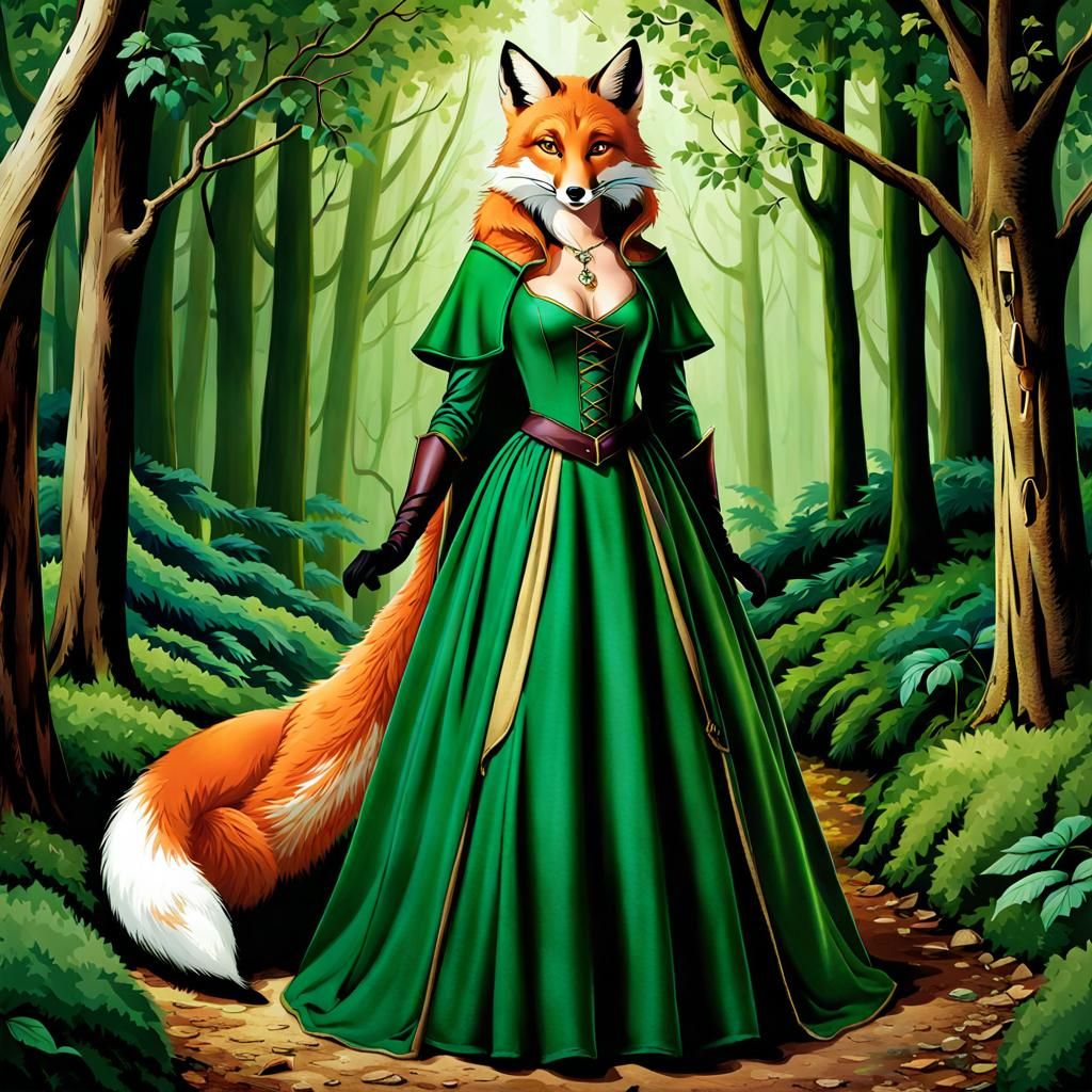 Maid Marian Vixen in Green Dress