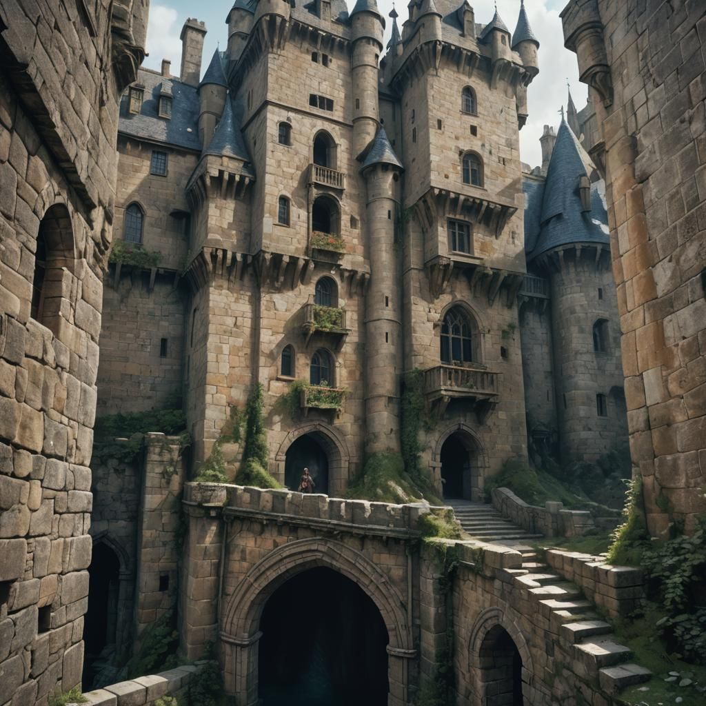 Eerie Castle Interior in Hyperrealistic Style