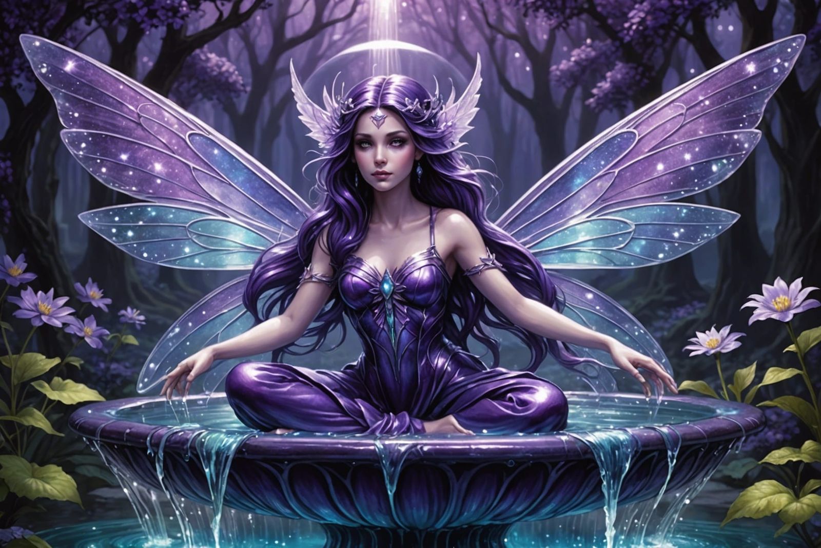 Spectral Fairy Emerges from Purple Starseed Fountain
