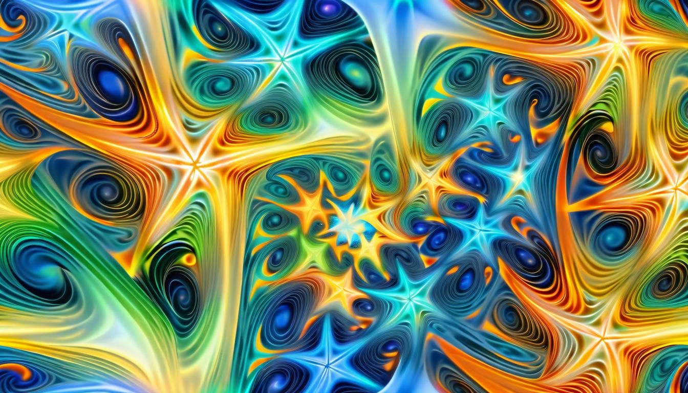 Iridescent Pastel Star Vortex with Plasma Stars