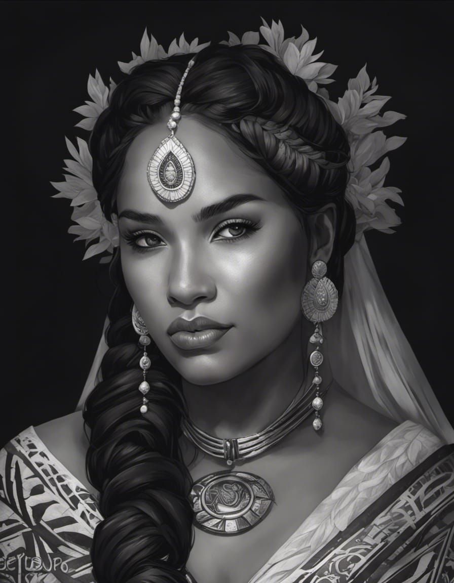 Samoan Bride in Traditional Dress, Comic Book Art