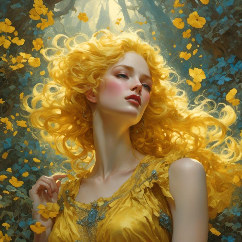 Woman with Yellow Hair and Dress