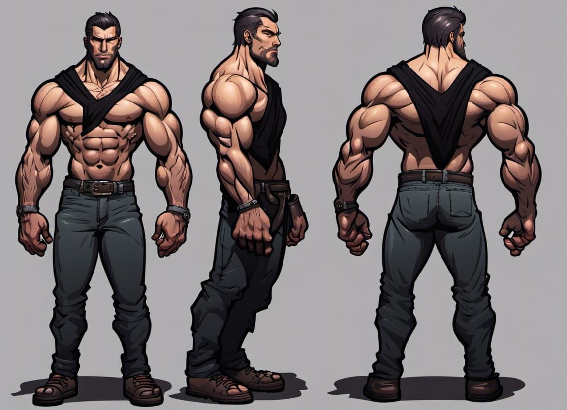 Muscular Man Carrying Coffin: Cel Shaded Comic Art