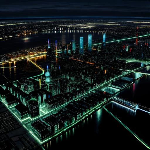 Futuristic Technical City at Night