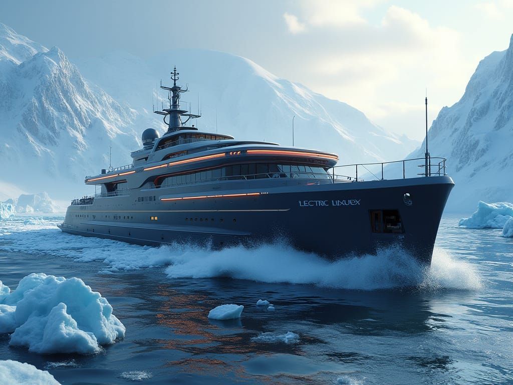 Futuristic Electric Icebreaker Cruise Ship Concept Art