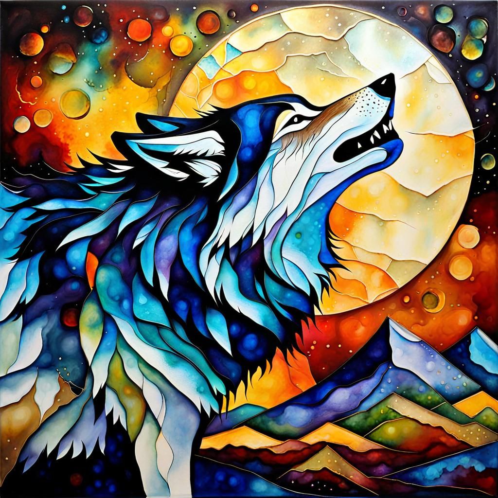 a wolf howling in the moonlight