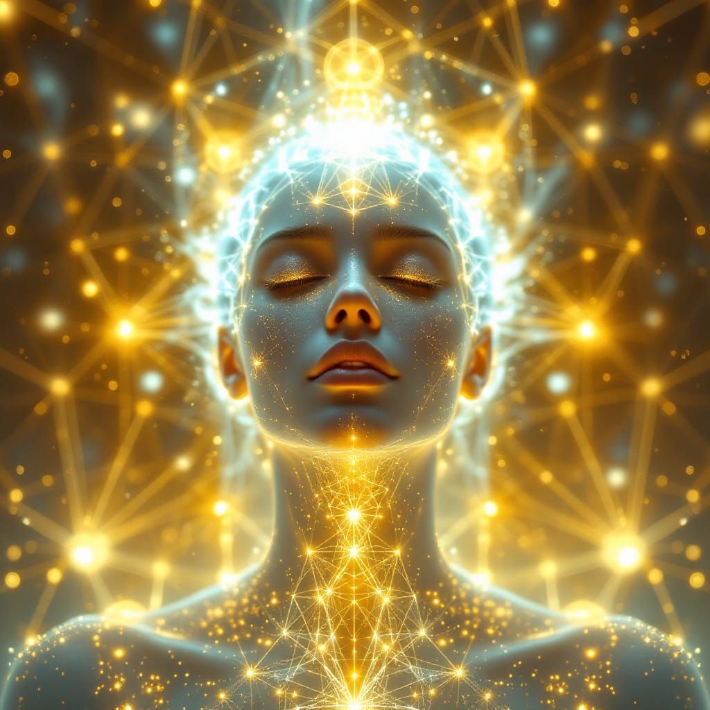 Ethereal Guide in Cosmic Temple of Light